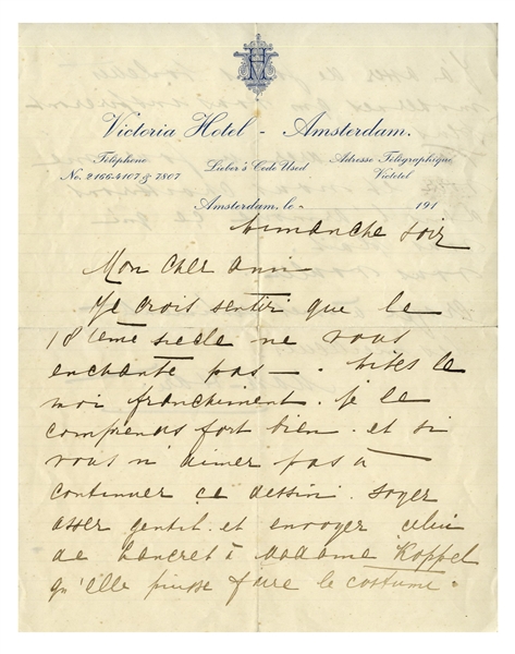 Mata Hari Autograph Letter Signed -- Scarce as Signed With Her Stage Name ''Mata Hari''